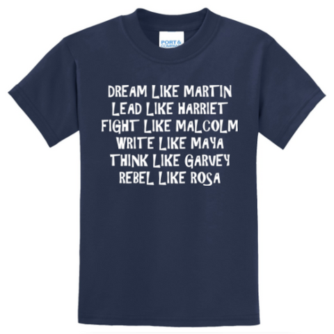 Youth 50/50 Tee Shirt - 1 Color Logo Dream Like Martin