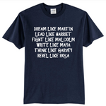 Adult 50/50 Tee Shirt - 1 Color Logo Dream Like Martin