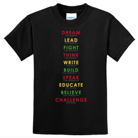 Youth 50/50 Tee Shirt - 4 Color Logo Dream Like Martin