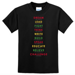 Youth 50/50 Tee Shirt - 4 Color Logo Dream Like Martin